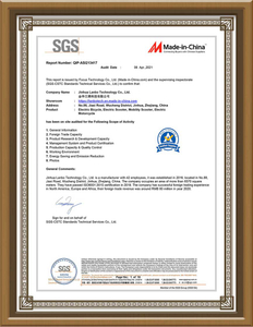 SGS Certificate, demonstrating Linbo Transportation Tech's compliance with international standards and commitment to product quality and safety.